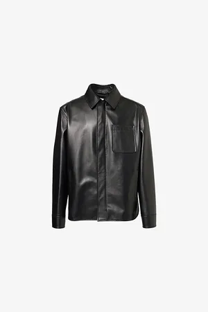 Loewe Mens Patch-Pocket Long-Sleeve Leather Overshirt