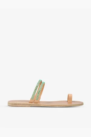 Ancient Greek Sandals Womens Skalida Crystal-Embellished Leather Sandals