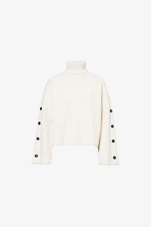 Won Hundred Womens Henley Turtleneck Wool-Blend Jumper