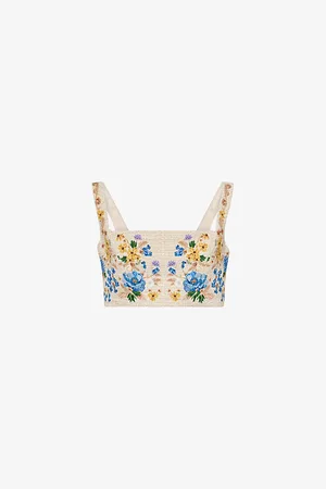 Mary Katrantzou Womens Calix Cropped Stretch-Woven Top