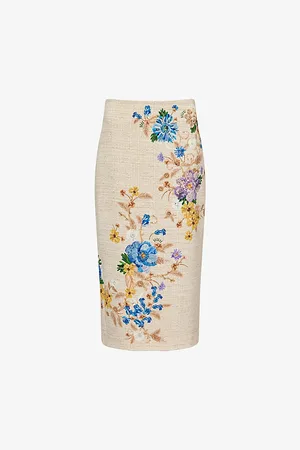 Mary Katrantzou Womens Vargas Floral Stretch-Woven Midi Skirt