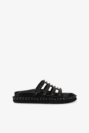 Christian Louboutin Womens Pyra Hallulula Waxed-Leather Flat Sandals