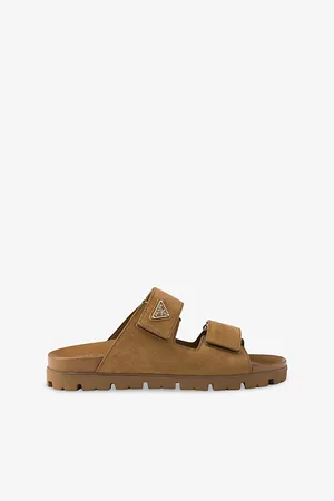Prada Mens Logo-Embellished Suede Sandals