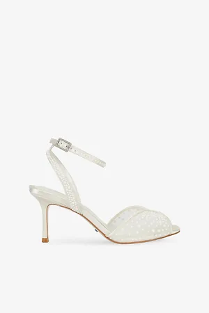 Dune Womens Musing Embellished Mesh Ankle-Strap Heels