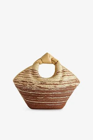 Hereu Womens Castell Raffia Knotted-Handle Raffia Tote Bag
