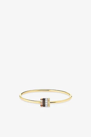 Boucheron Womens Quatre Classique Large 18ct Yellow-Gold, White-Gold, Pink-Gold, Pvd and 0.35ct Diamond Bracelet
