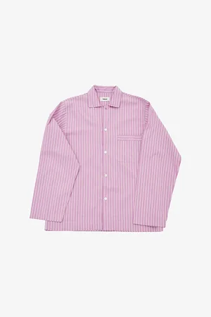 Tekla Womens Striped Cotton-Poplin Pyjamas Shirt Size L