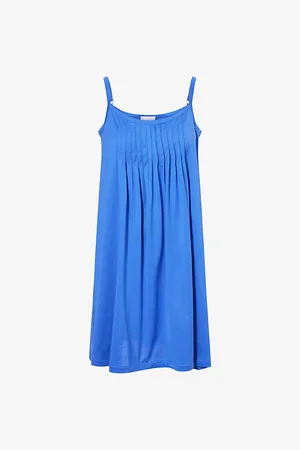 Hanro Womens Pleated Spaghetti-Strap Cotton Nightdress