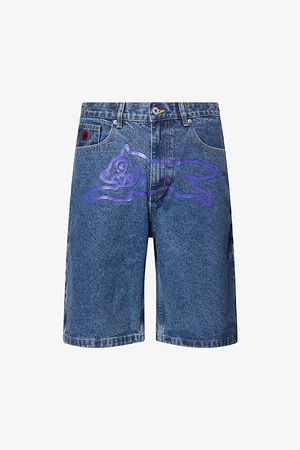 ICECREAM Mens Running Dog Regular-Fit Denim Shorts