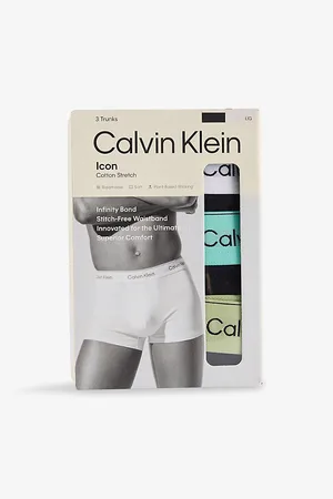 Calvin Klein Mens Icon Logo-Waistband Pack Of Three Stretch-Cotton Trunks