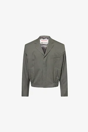 MARTINE ROSE Mens Tailored Structured-Shoulders Wool Jacket