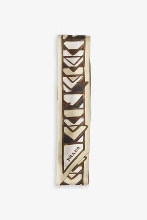Prada Womens Geometric Lettered-Logo Printed Twill Scarf