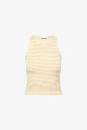 Adanola Womens Stripe-Print Ribbed-Knit Top