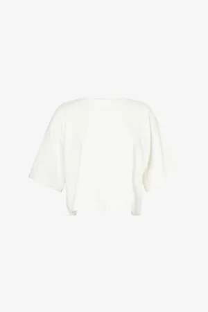 Sweaty Betty Womens After Class Short-Sleeve Cotton-Modal Sweatshirt