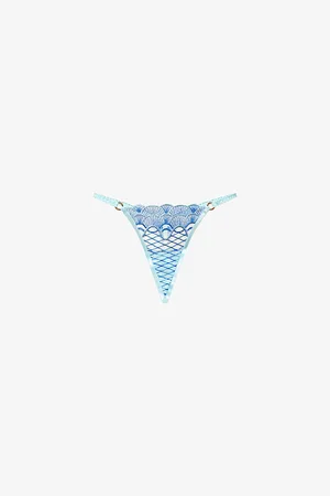 BlueBella Womens Elina Embroidered Mesh Thong