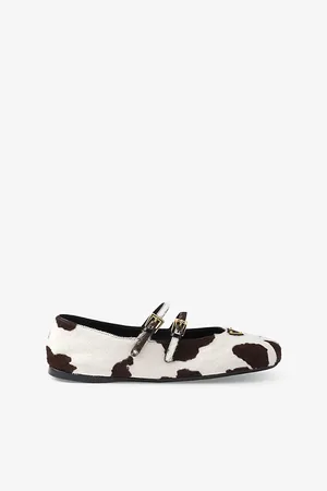 Prada Womens Printed Leather Ballerinas