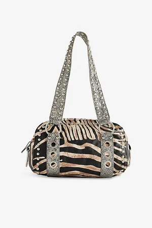 Jaded London Womens Marza Zebra-Print Faux-Leather Shoulder Bag