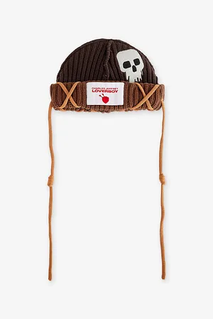 Charles Jeffrey Loverboy Mens Skull Logo-Patch Knitted Beanie Hat
