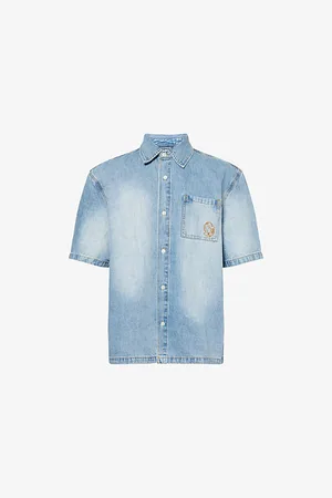 Billionaire Boys Club Mens Astro Logo-Embroidered Denim Shirt