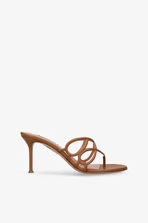 Aquazzura Womens Infinito 75 Leather Heeled Sandals