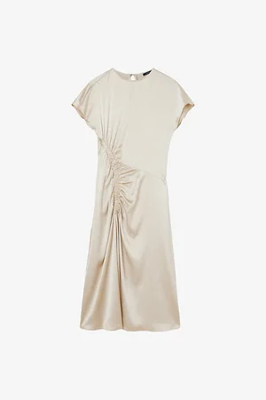Joseph Womens Geegee Ruched Silk-Satin Midi Dress