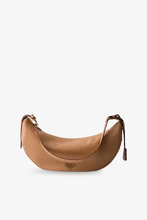 Prada Womens Logo-Embellished Leather Shoulder Bag