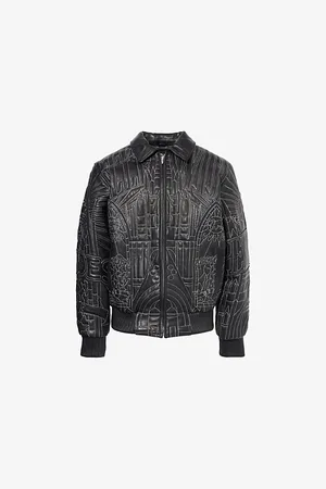 Who Decides War by Ev Bravado Mens x Pelle Pelle Cathedral Stitched Leather Jacket