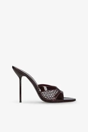 PARIS TEXAS Womens Lidia Patent-Leather Heeled Mules