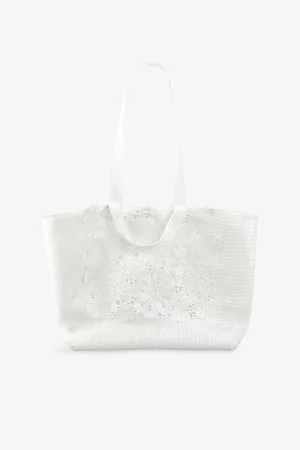 Sandro Womens Crochet Woven Tote Bag