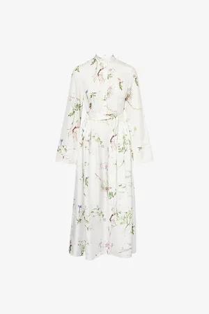Erdem Womens Relaxed-Fit Floral Silk Midi Dress