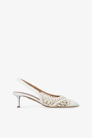 Aquazzura Womens Kahlo 50 Raffia Slingback Courts
