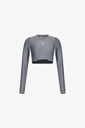 On Running Womens Train Lg-Sleeve Cropped Stretch-Jersey Top