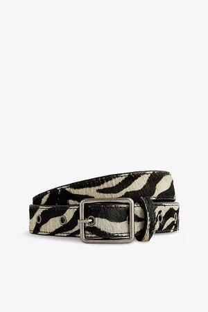 Jaded London Womens Zebra-Print Pony-Hair Leather Belt