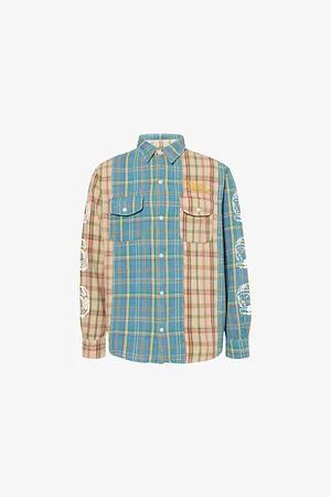 Billionaire Boys Club Mens Panelled Checked Cotton Shirt