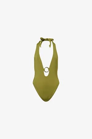 Monday Swimwear Womens Montego Plunge Ring-Detail One Piece Swimsuit