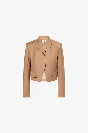 AYA MUSE Womens Illu Shawl-Lapel Wool-Blend Blazer