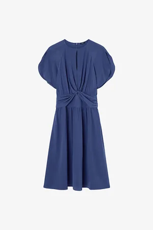 Joseph Womens Lowri Crepe De Chine Knot Silk Midi Dress