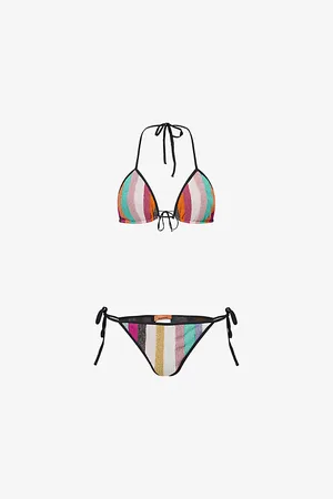 Missoni Womens Miss Striped Metallic-Weave Bikini Set