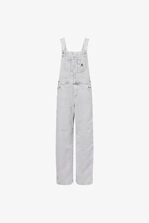 Carhartt Womens Brand Patch Straight-Leg Denim Dungarees