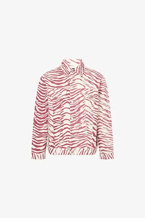 Billionaire Boys Club Mens Zebra-Print Relaxed-Fit Denim Jacket