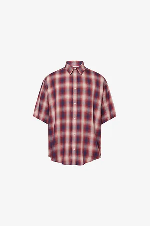 Acne Studios Mens Check-Print Short-Sleeves Woven Shirt