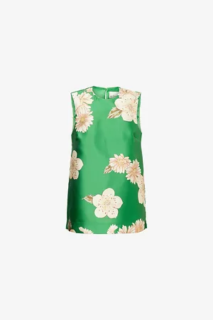 ALÉMAIS Womens Sage Floral Woven Top