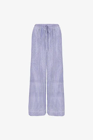 Ro&Zo Womens Striped Wide-Leg High-Rise Woven Trousers