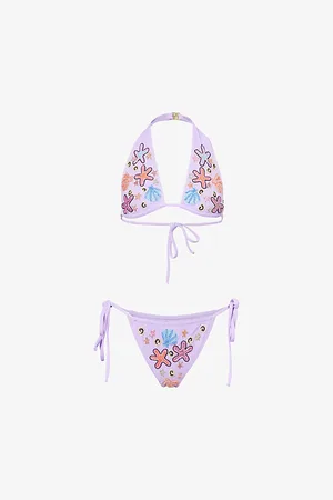 OCEANUS Womens Fia Tropical Rhinestone-Embellished Bikini