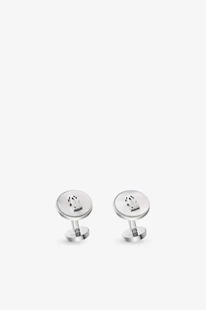 Cartier Mens Double C De Sterling-Silver and Mother-Of-Pearl Cufflinks