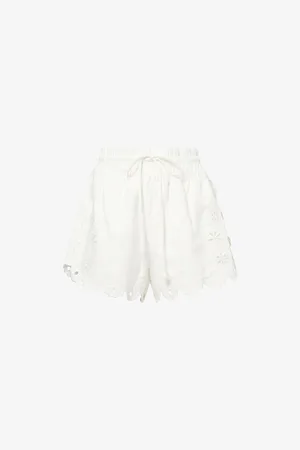 Farm Rio Womens Richelieu Embroidered Linen Shorts