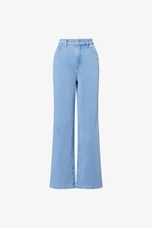 GOOD AMERICAN Womens Jeanius Good Ease High-Rise Flared-Leg Denim Jogging Bottoms