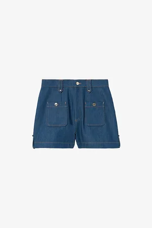 Claudie Pierlot Womens Patch-Pocket Cotton Denim Shorts