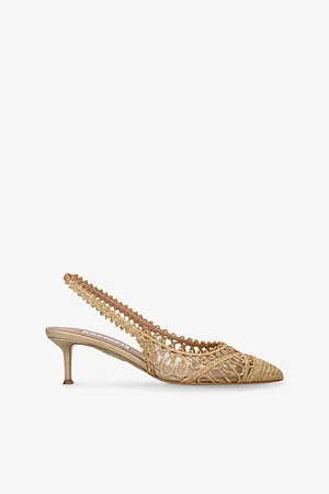 Aquazzura Womens Kahlo Sling 50 Raffia and Mesh Heeled Courts