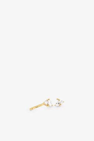 Astrid & Miyu Womens Crystal Pear 18ct Yellow Gold-Plated Recycled Sterling-Silver and Cubic Zirconia Stud Earrings
